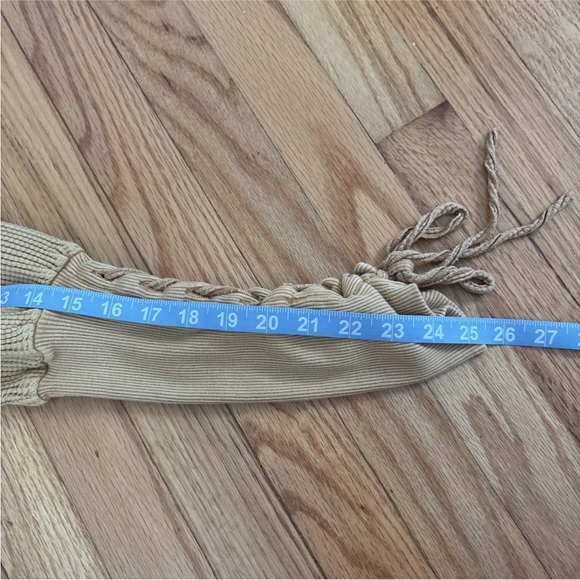 Free People FP One Womens Top XS Mustard Tasha Waffle Thermal Long Puff Sleeve - Picture 9 of 10